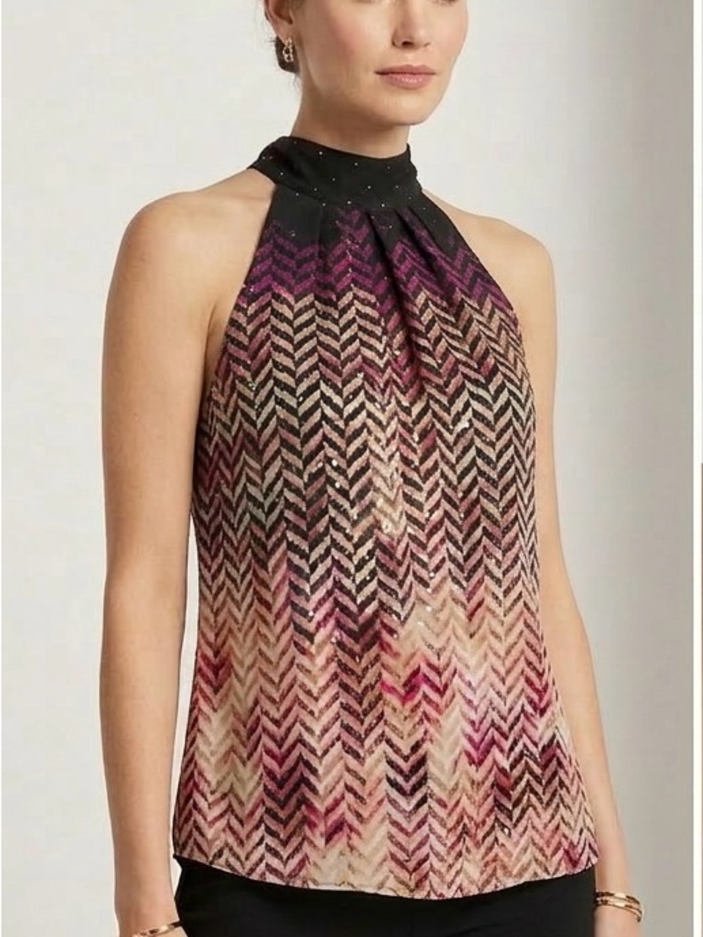 WHBM Posh Chevron Halter Blouse - Back
Tie Bow - Size 4 - Very Cute and Unique
